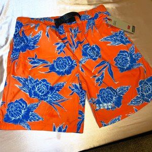 NEW! Levi's Men's Orange Blue Floral Retro 70s Abstract Stretch Utility Shorts